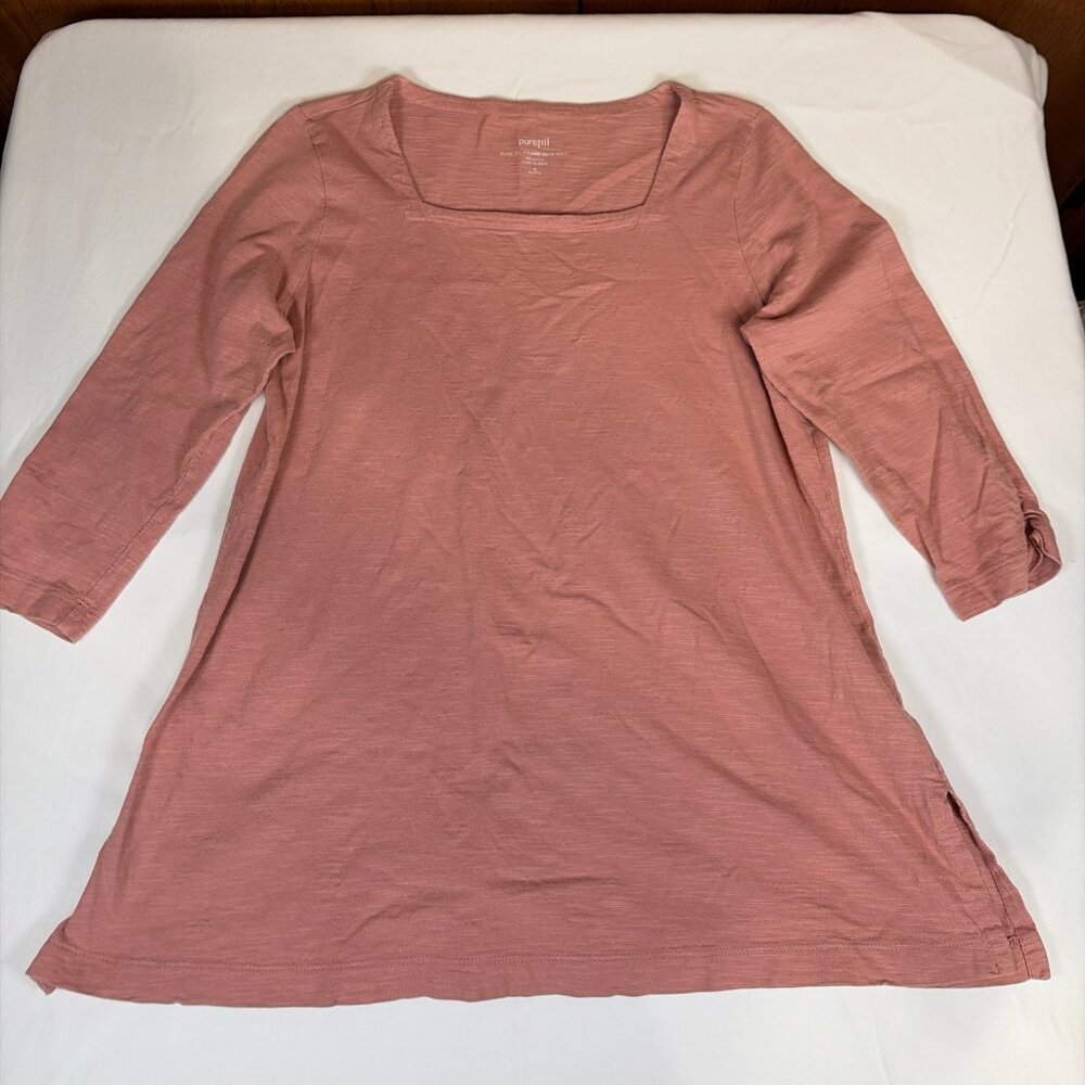 Pure Jill Square-Neck Tunic Shirt Women's M Petite Salmon